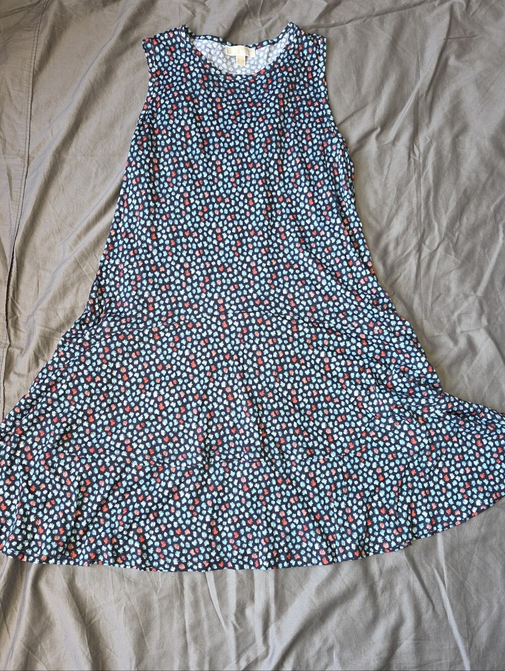 Michael Kors midnight blue sleeveless floral ruffle  dress size 2X